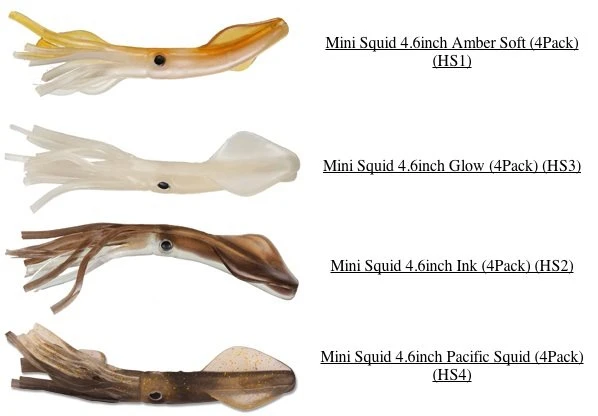 Soft Plastics Hogy 4.6 Inch Mini Squid (4 Pack) 3 Soft Plastics Hogy 4.6 Inch Mini Squid (4 Pack)