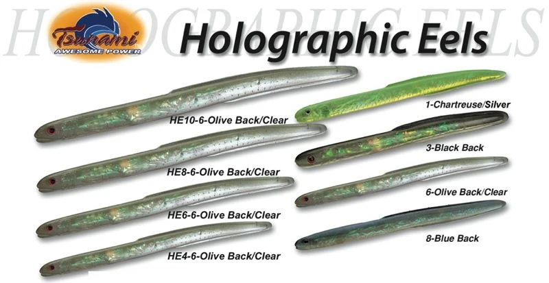 Soft Plastics Tsunami Holographic Eels 3 Soft Plastics Tsunami Holographic Eels
