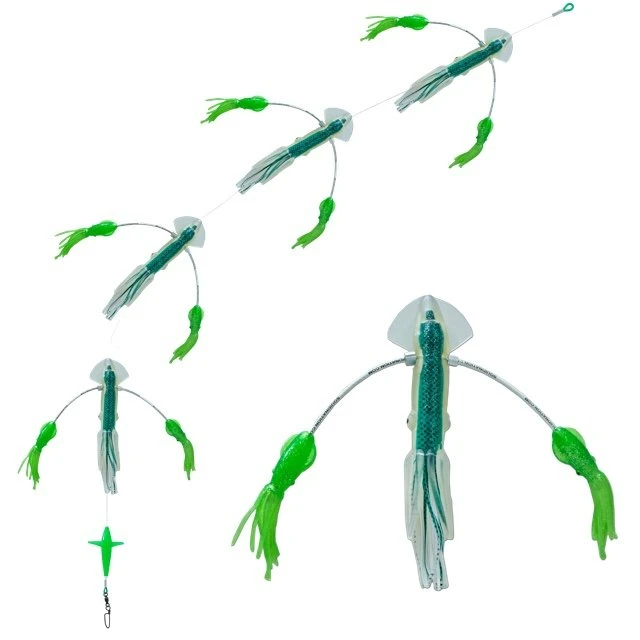 Trolling Lures Squidnation Long Tail Flippy Floppy Daisy Chain 3 Trolling Lures Squidnation Long Tail Flippy Floppy Daisy Chain